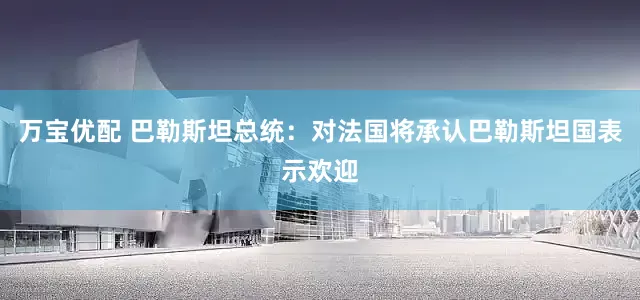 万宝优配 巴勒斯坦总统：对法国将承认巴勒斯坦国表示欢迎
