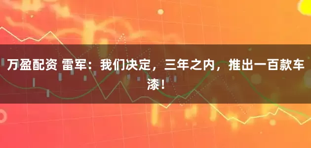 万盈配资 雷军：我们决定，三年之内，推出一百款车漆！
